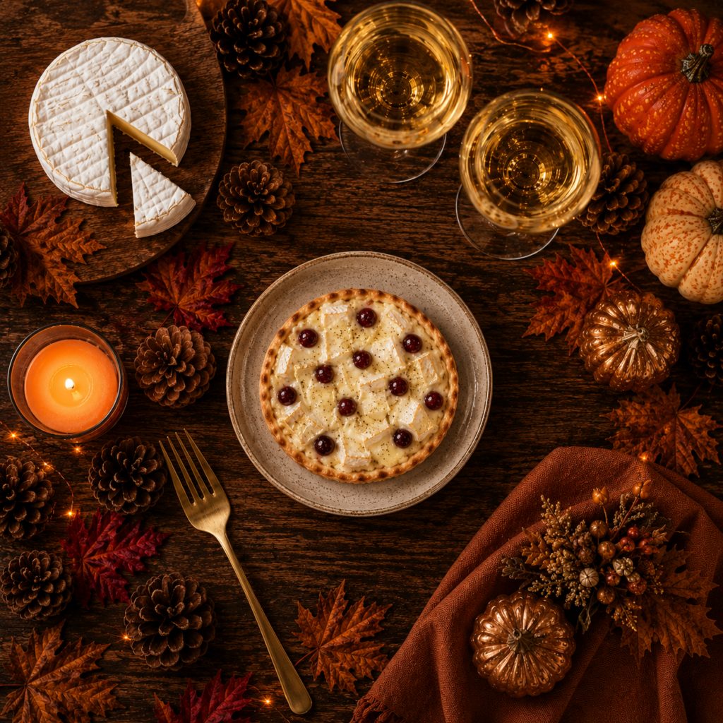 Tarte fine au brie et aux cranberries